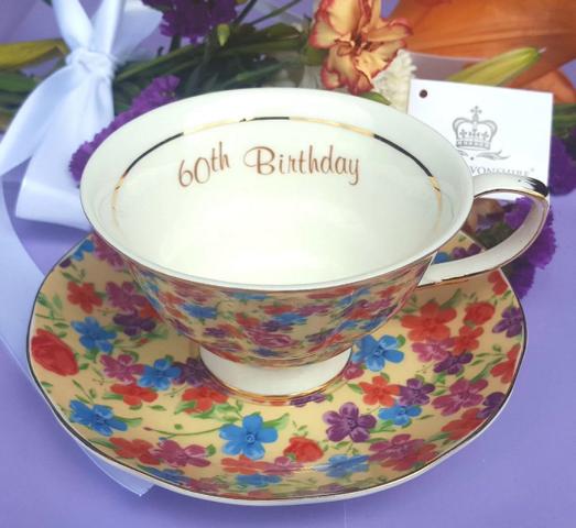 60th Birthday Cup & Saucer Set (Custom) 60th Birthday Cup & Saucer Set (Custom)